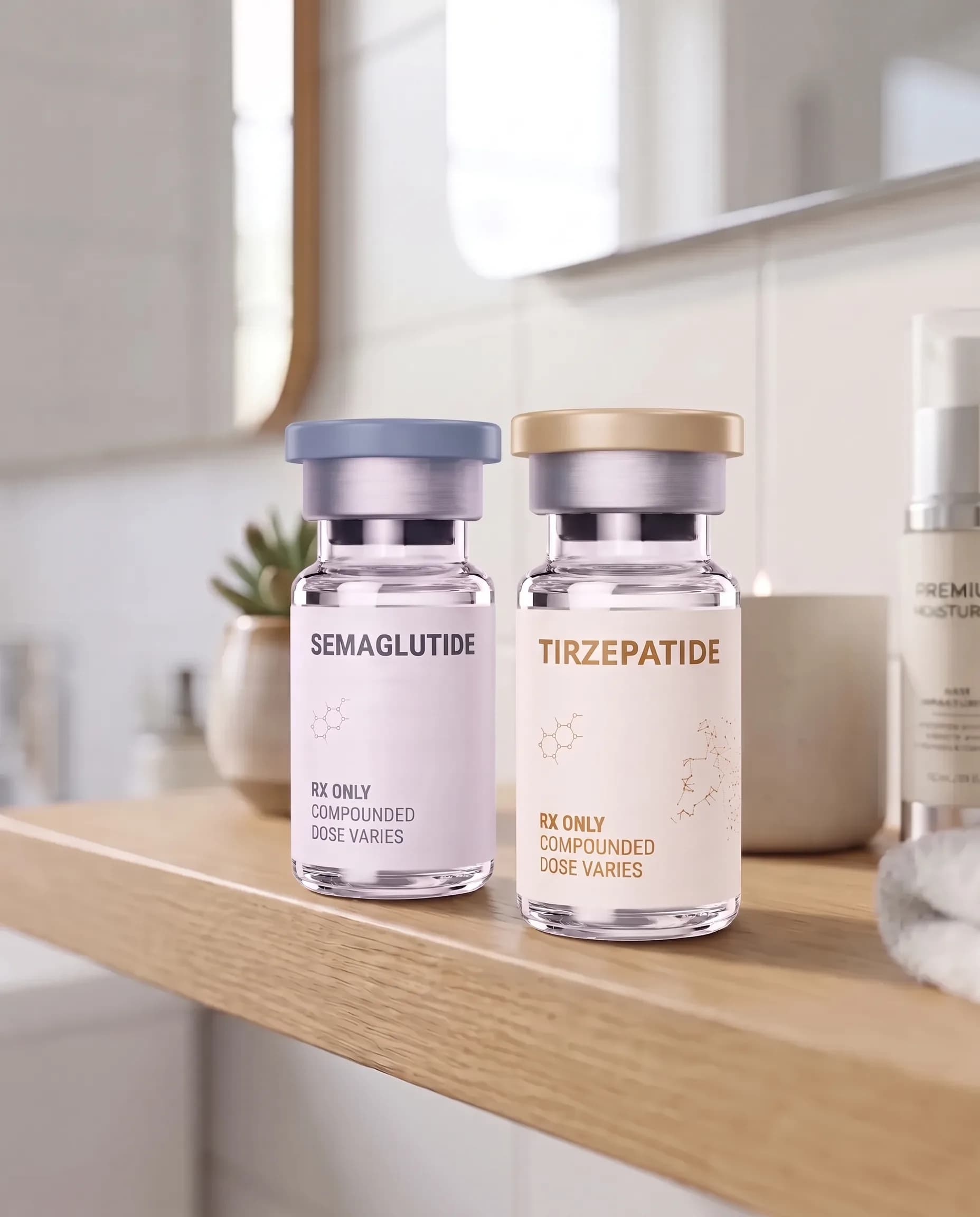 Compounded semaglutide and tirzepatide vials